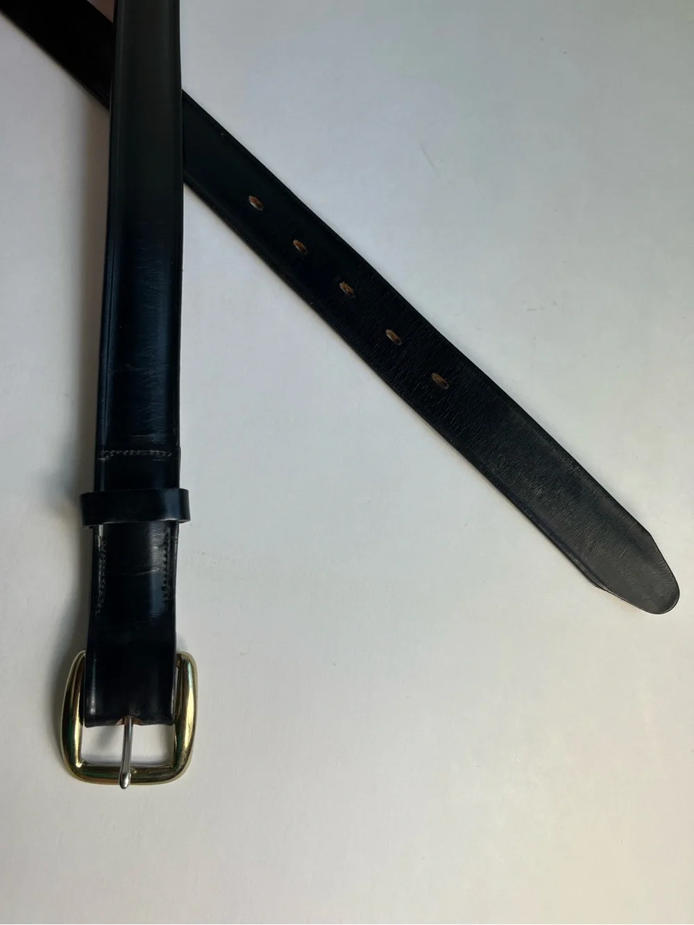 Vintage Paris Black Leather Dress Belt Size 32 Aniline Cowhide Comfort Buckle